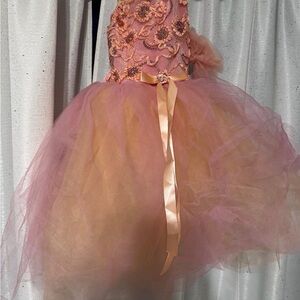 Revolution Pink and Gold Kids Dance Costume